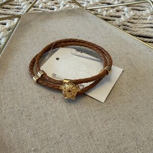 Versace Medusa Braided Leather Bracelet - Unisex - Brown - New With Tags